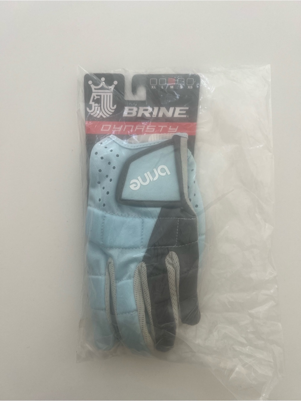 Brine Dynasty Kids Lacrosse Glove in Light Blue and Black